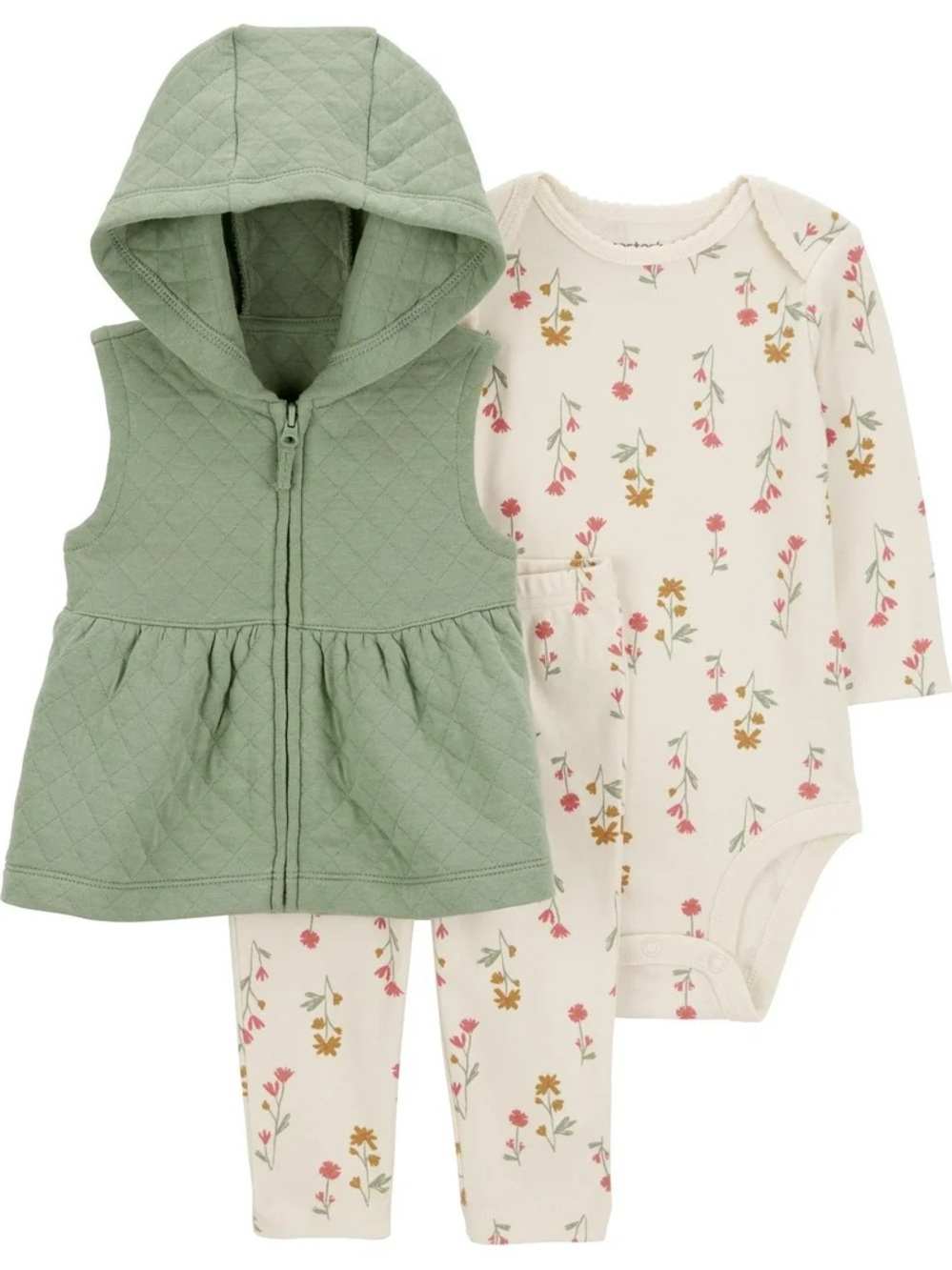 Carter's Child of Mine Baby Girl Vest Outfit Set, 3-Piece, Size newborn (0 mos)